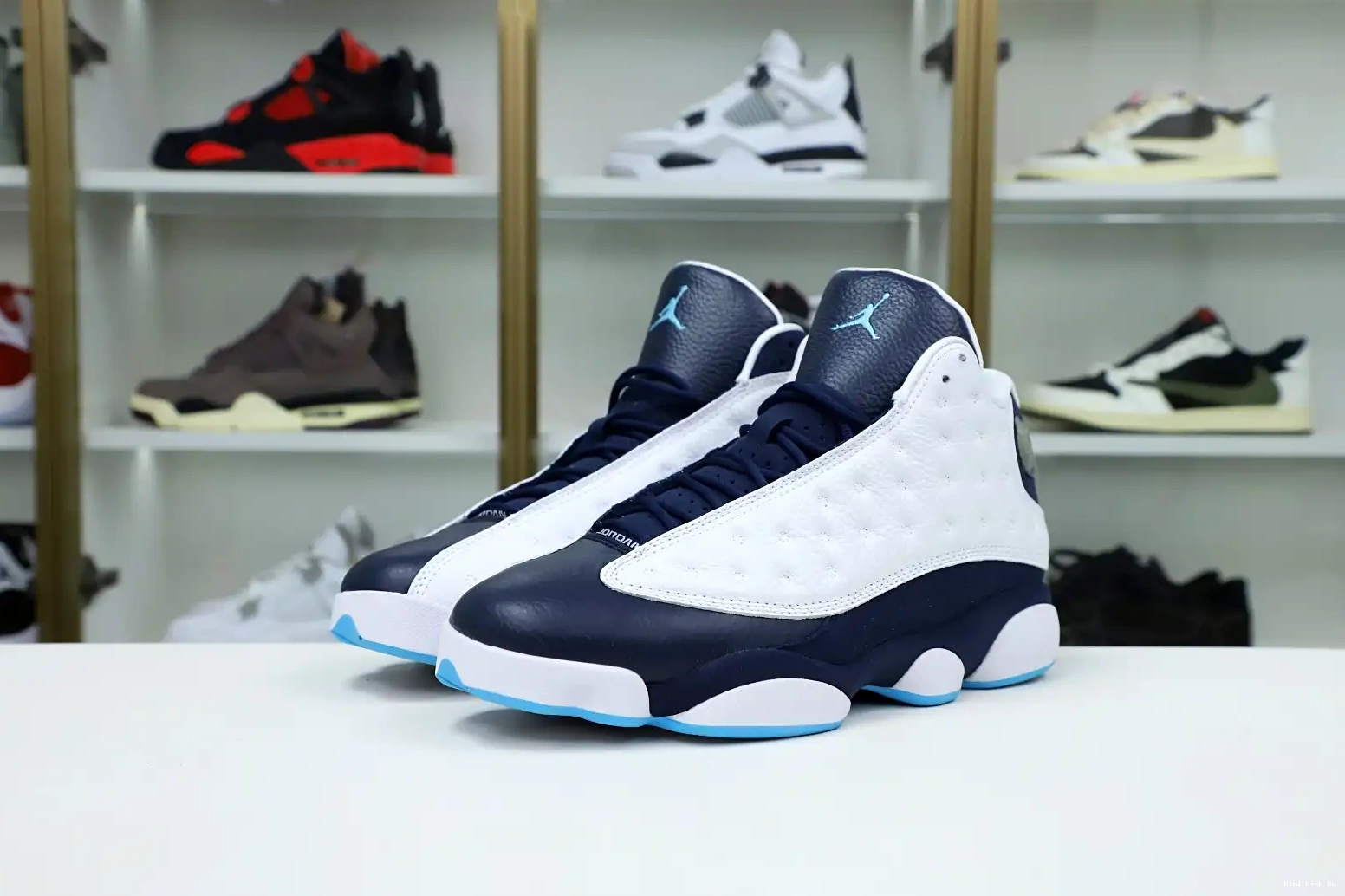 AIR Kimikick POWDER RETRO WHITE OBSIDIAN 13 JORDAN 414571-144 BLUE 0728